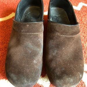 Brown suede Sanita clogs